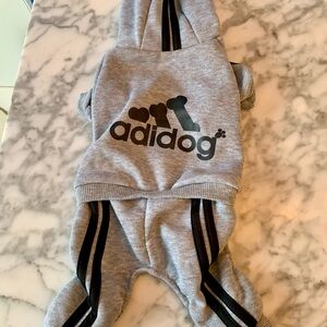 Adidog Medium Jumpsuit. Grey Fleece Lined. Reflective. New w/o tags